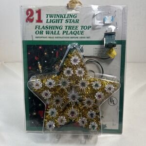 NEW Vintage 1980's Christmas Tree Topper Flashing Star jewel reflectors Twinkle